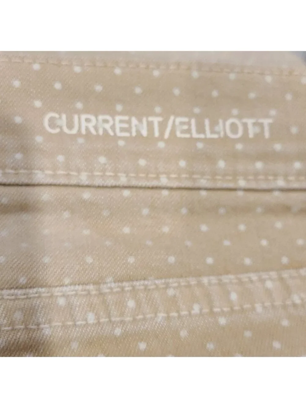Current/Elliot beige polka dot skinny jeans